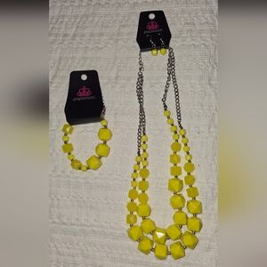 Paparazzi Vibrant Yellow Necklace and Earring Set